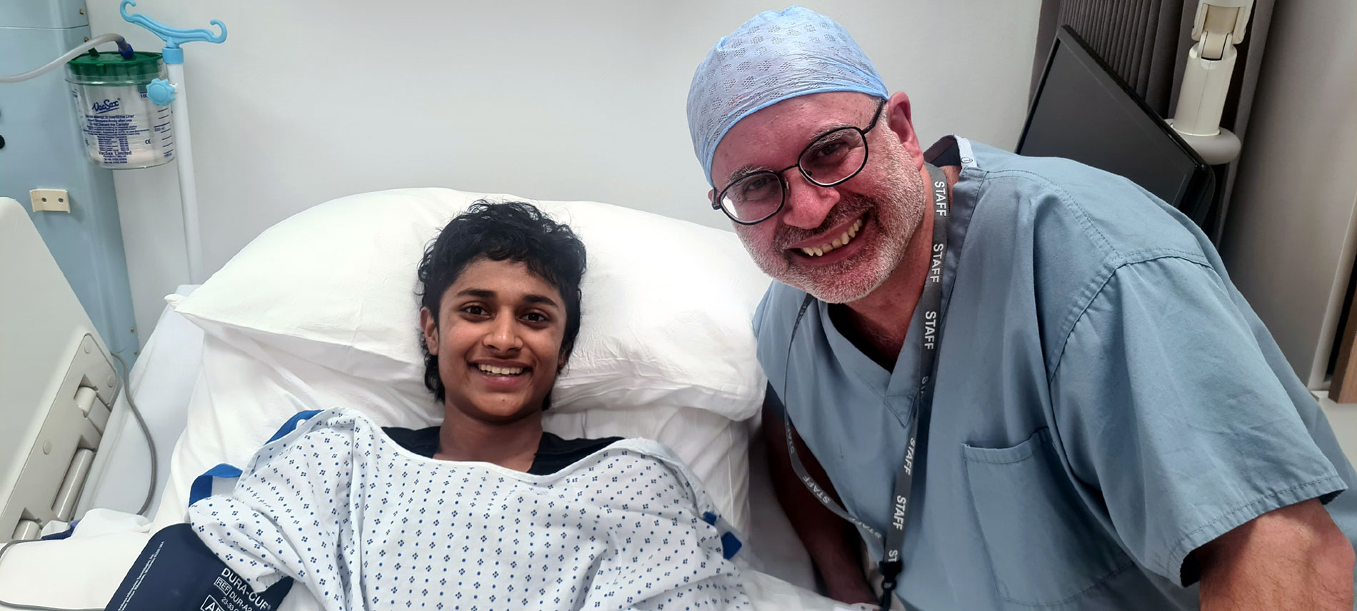 Patient Sai 2 Hours aftter top surgery talking to Mr Vahidi & team